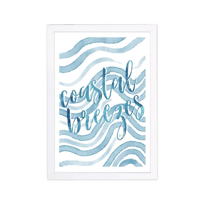 Wynwood Studio Nautical and Coastal Framed Wall Art Prints 'Coastal Breezes' Coastal Home Décor - Blue, White