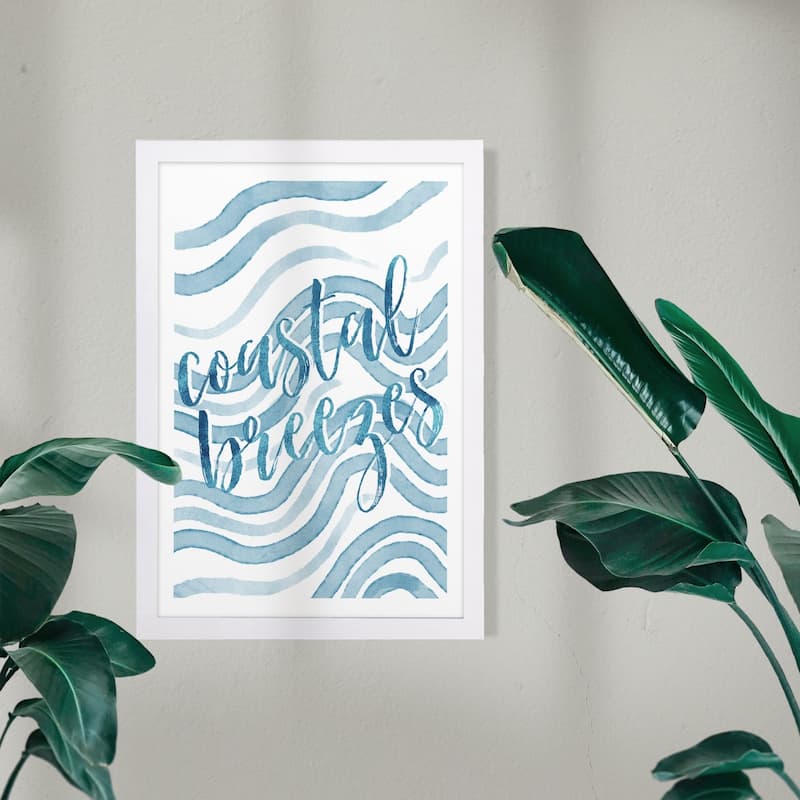 Wynwood Studio Nautical and Coastal Framed Wall Art Prints 'Coastal Breezes' Coastal Home Décor - Blue, White