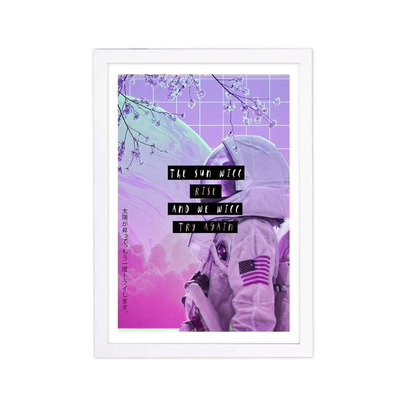Wynwood Studio Typography and Quotes Framed Wall Art Prints 'Sun Will Rise' Inspirational Quotes and Sayings - Purple, Gold