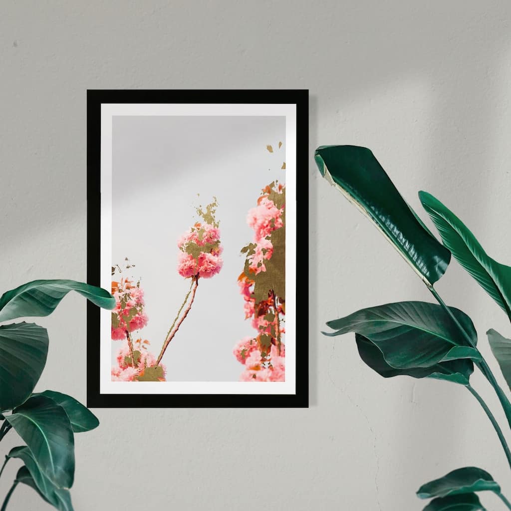 Wynwood Studio Floral and Botanical Framed Wall Art Prints 'Golden Flowers' Florals Home Décor - Gold, Orange