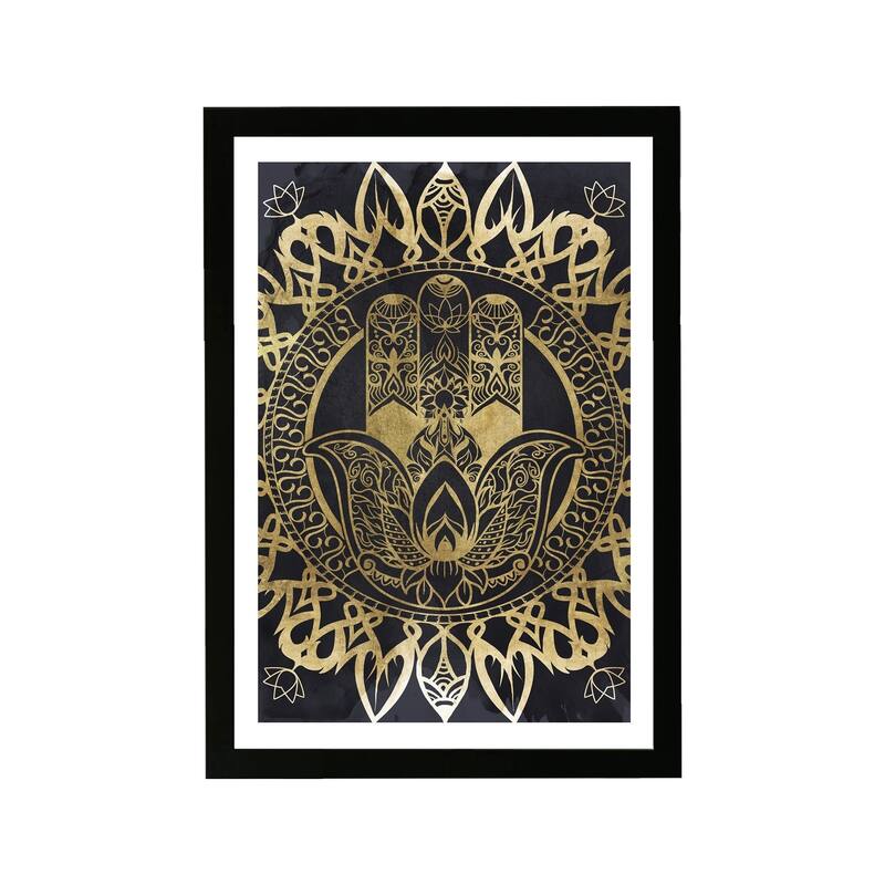 Wynwood Studio Symbols and Objects Framed Wall Art Prints 'Tranquility Mandala' Mystic Symbols Home Décor - Gold, Black