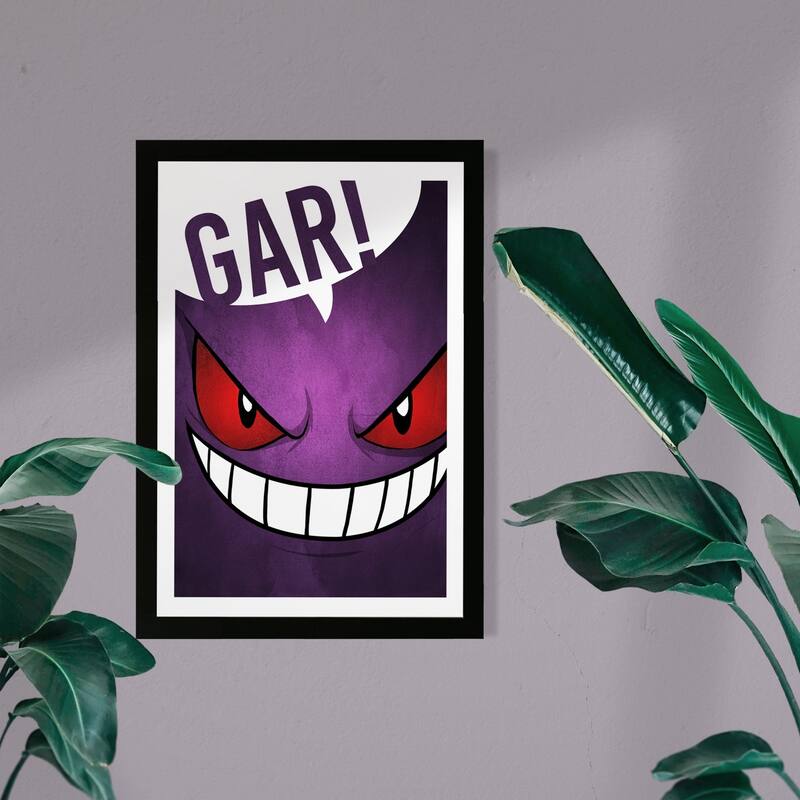 Wynwood Studio Fantasy and Sci-Fi Framed Wall Art Prints 'GHOST Print' Monsters Home Décor - Purple, White