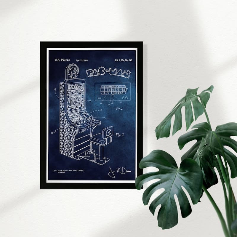 Wynwood Studio Entertainment and Hobbies Framed Wall Art Prints 'Maze Based Game Blue Chalkboard' Video Games - Blue, White
