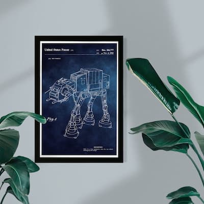 Wynwood Studio Framed Wall Art Prints 'Toy Vehicle 1982 Blue Chalkboard'