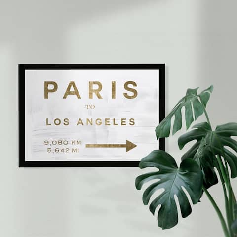 Wynwood Studio Cities and Skylines Framed Wall Art Prints 'Paris to LA' European Cities Home Décor - Gold, Gray