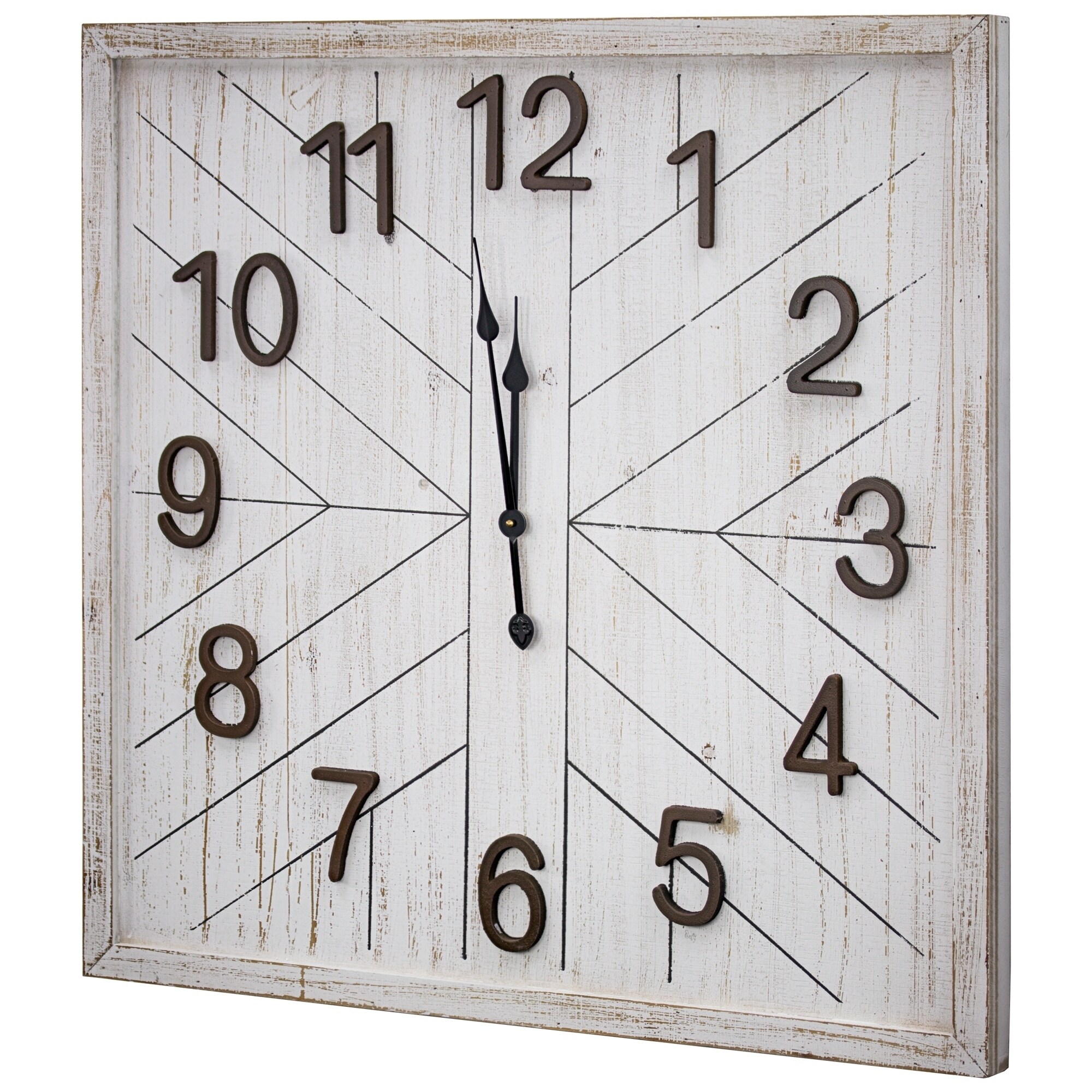 Whitewashed Mdf Wood Oversized Wall Clock 32 On Whitewashed Mdf Wood Oversized