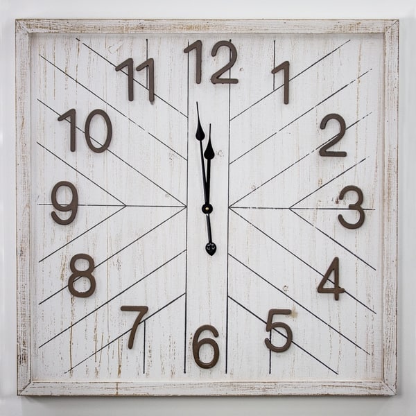 Whitewashed Mdf Wood Oversized Wall Clock 32 On Sale Overstock 30250862