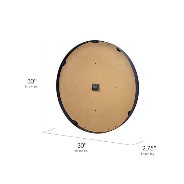 MDF and Plastic Oversized Wall Clock - Black/Wood Veneer - 30