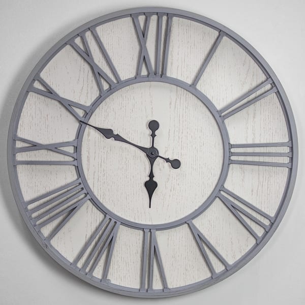 Mdf And Plastic Oversized Wall Clock Whitewashed 30 Overstock 30250866