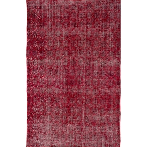 Hand-knotted Color Transition Red Wool Rug - 6'4 x 10'0