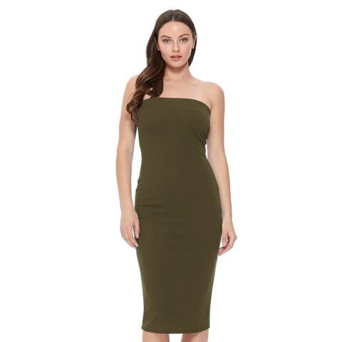 Women's Casual Solid Comfy Sexy Strapless Bodycon Dress