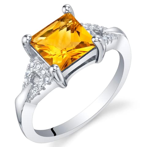1.5 ct Princess Cut Citrine Ring in Sterling Silver