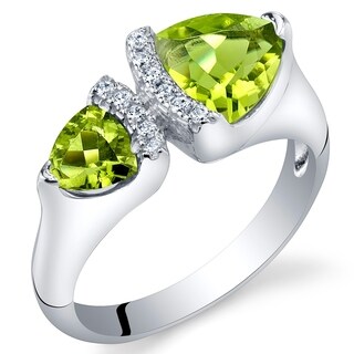 Sterling silver ring with peripine stone Silver ring with faceted peridot