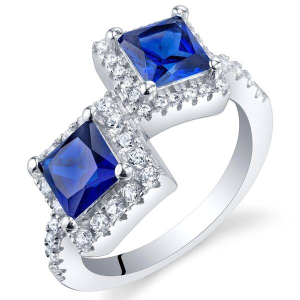 Princess cut Blue Sapphire Gemstone 925 Silver Filled Wedding Party Ring Gift 