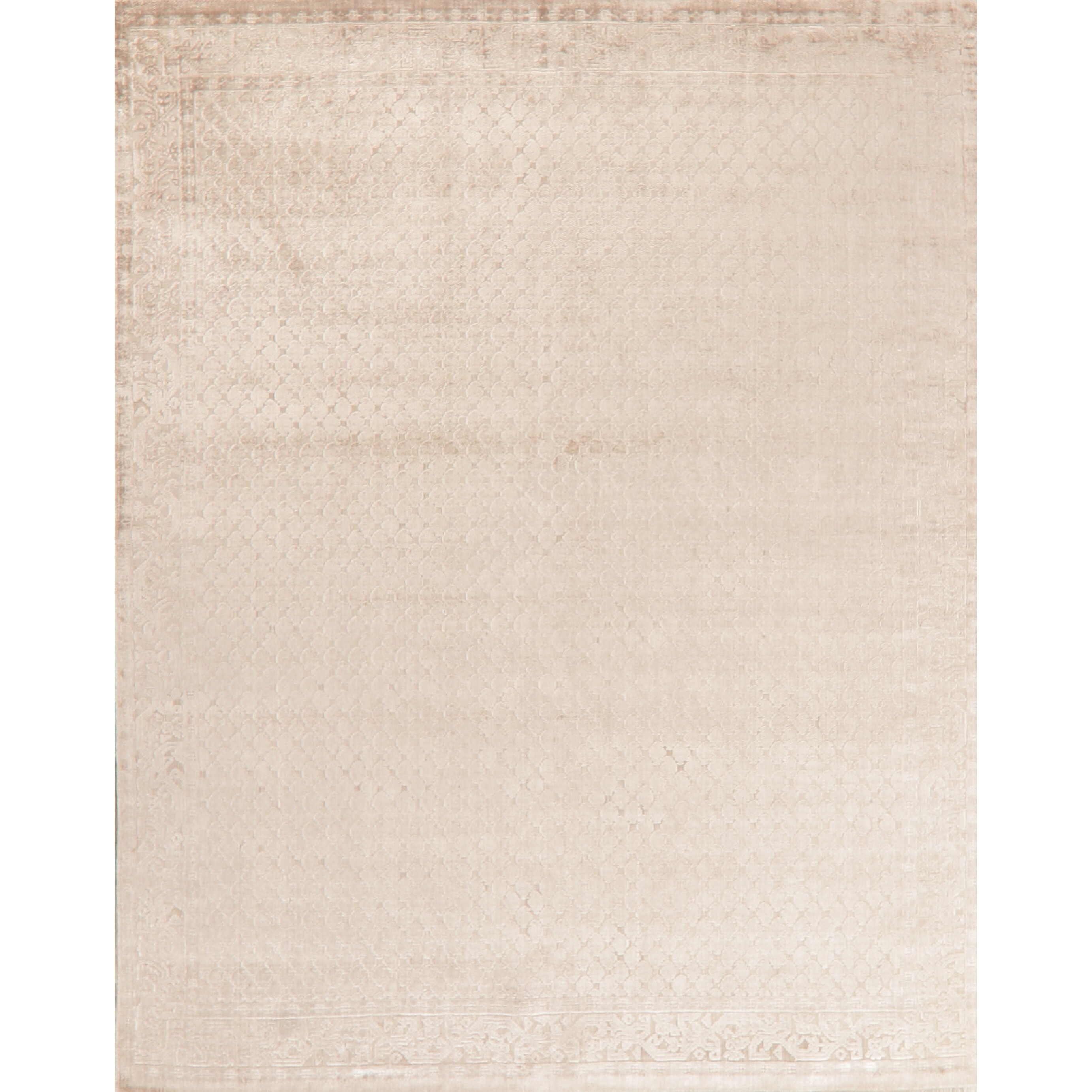 Silk Modern All Over Geometric Area Rug Handmade Beige Carpet 7 8 X 9 7 On Sale Overstock 30259759