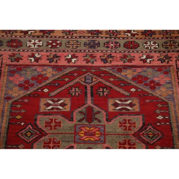 Vintage Geometric Red Oushak Oriental Runner Rug Handmade Wool Carpet 2 11 X 10 5 Runner On Sale Overstock 30259914