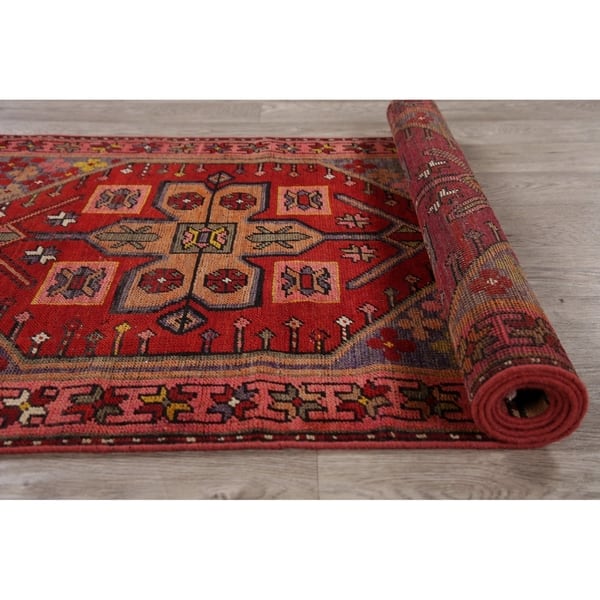 Vintage Geometric Red Oushak Oriental Runner Rug Handmade Wool Carpet 2 11 X 10 5 Runner On Sale Overstock 30259914