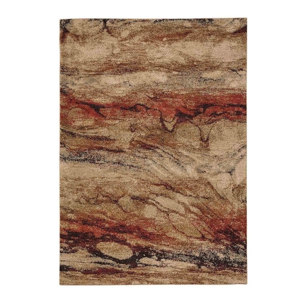 Gravel-Marble Chalcedony Abstract Machine Woven Rectangle Rug - 5' 3" x 7' 6"