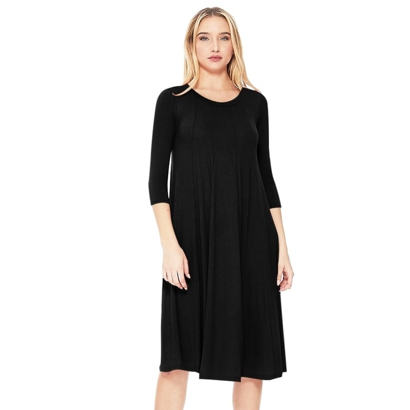 midi black dress casual