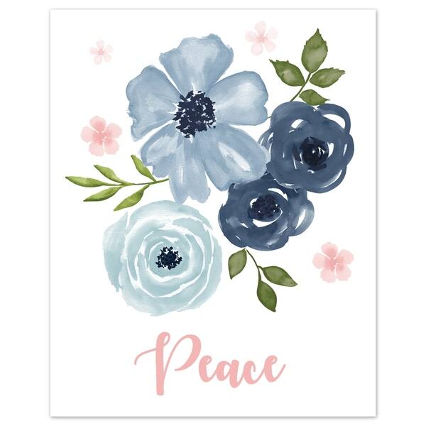 Shop Sweet Jojo Designs Navy Blue And Pink Watercolor Floral Wall