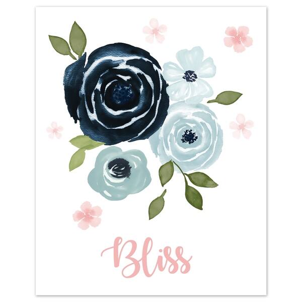 Shop Sweet Jojo Designs Navy Blue And Pink Watercolor Floral Wall