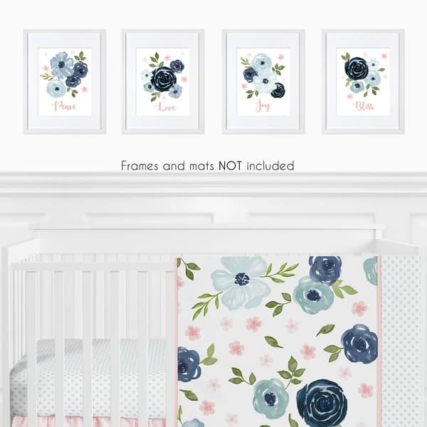 Shop Sweet Jojo Designs Navy Blue And Pink Watercolor Floral Wall
