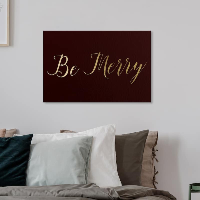 Wynwood Studio Holiday and Seasonal Wall Art Canvas Prints 'Be Merry' Christmas Home Décor - Black, Gold