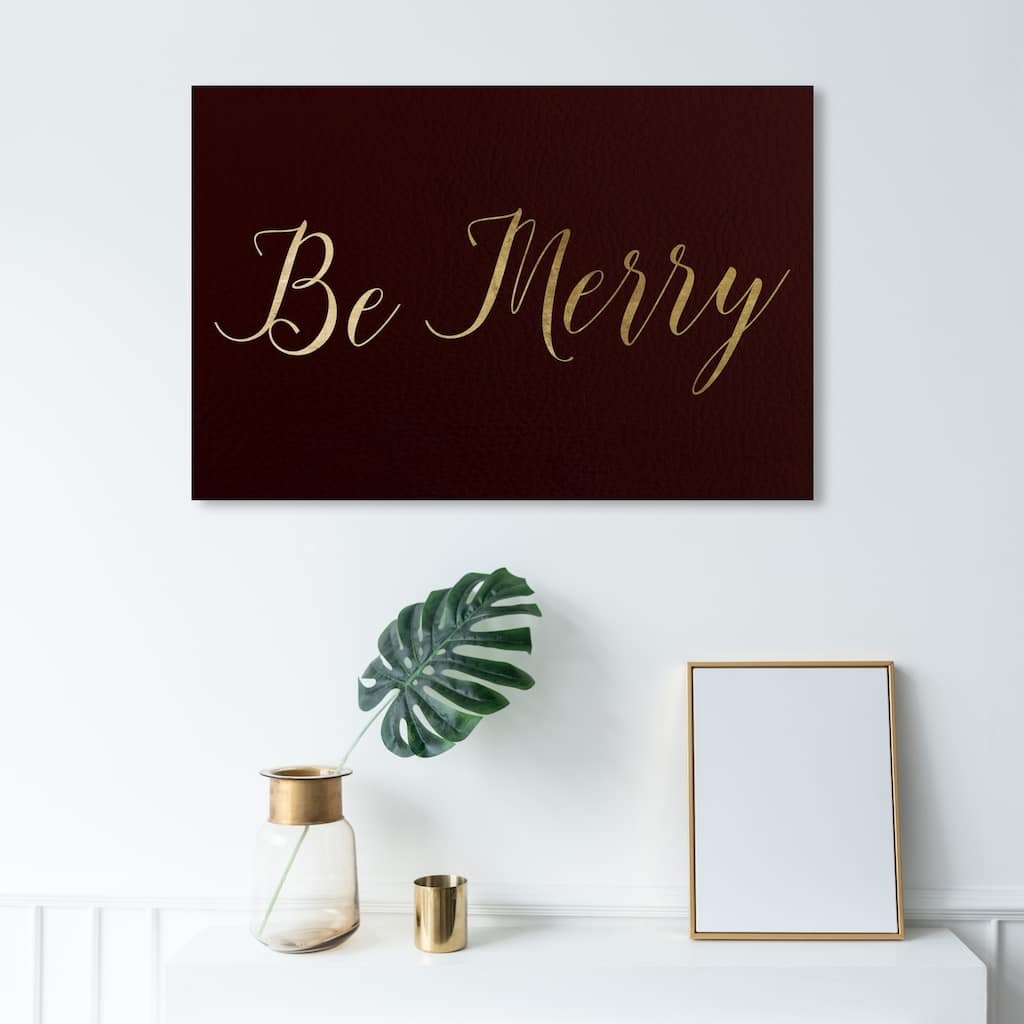 Wynwood Studio Holiday and Seasonal Wall Art Canvas Prints 'Be Merry' Christmas Home Décor - Black, Gold