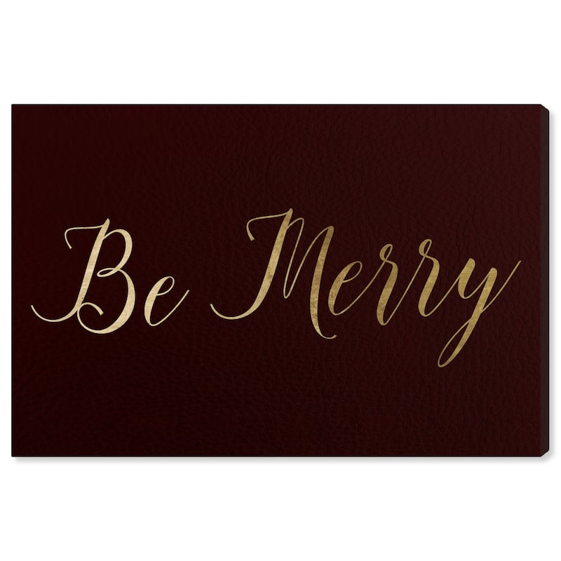 Wynwood Studio Holiday and Seasonal Wall Art Canvas Prints 'Be Merry' Christmas Home Décor - Black, Gold