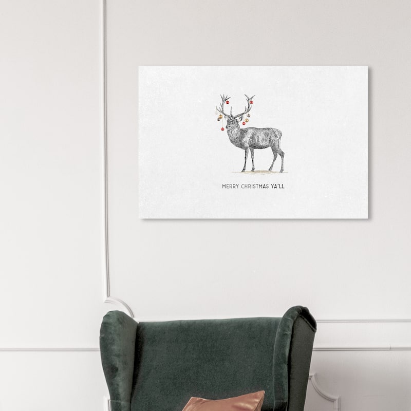 Wynwood Studio Holiday and Seasonal Wall Art Canvas Prints 'Merry Christmas Yall' Christmas Home Décor - Red, Gray