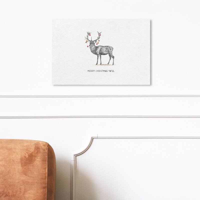 Wynwood Studio Holiday and Seasonal Wall Art Canvas Prints 'Merry Christmas Yall' Christmas Home Décor - Red, Gray - 24 x 16