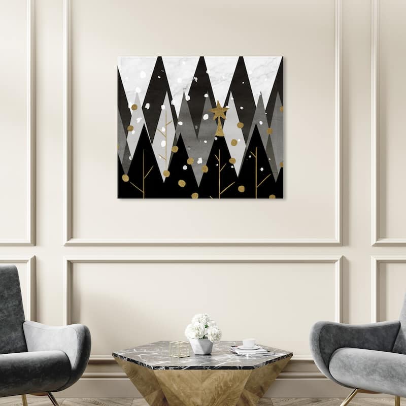 Wynwood Studio Holiday and Seasonal Wall Art Canvas Prints 'Monochrome Christmas' Christmas Home Décor - Black, Gold
