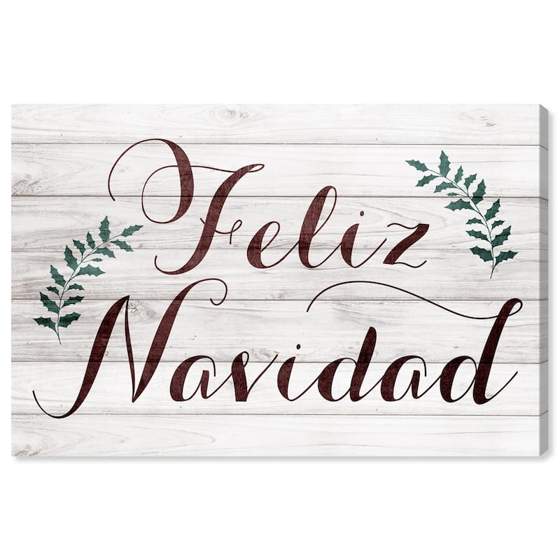 Wynwood Studio Holiday and Seasonal Wall Art Canvas Prints 'Feliz Navidad Rustic' Christmas Home Décor - Brown, Green