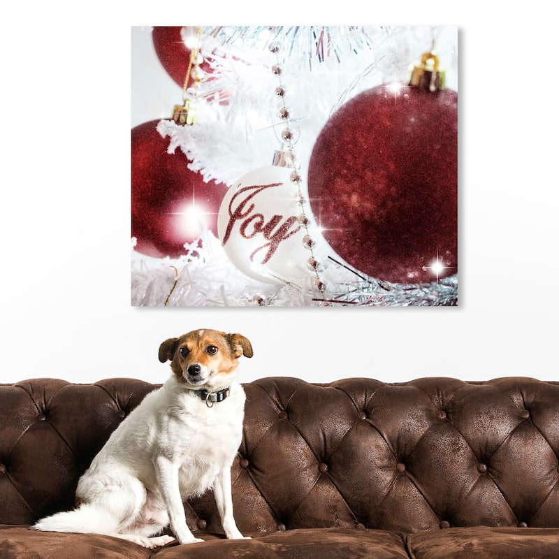 Wynwood Studio Holiday and Seasonal Wall Art Canvas Prints 'Christmas Ornaments' Christmas Home Décor - Red, White - 24 x 20