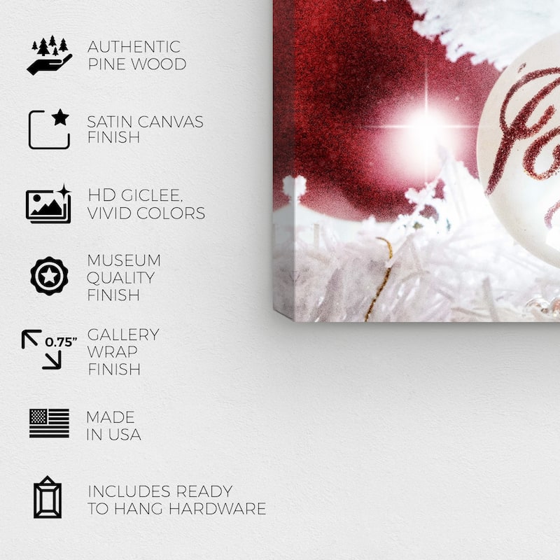 Wynwood Studio Holiday and Seasonal Wall Art Canvas Prints 'Christmas Ornaments' Christmas Home Décor - Red, White