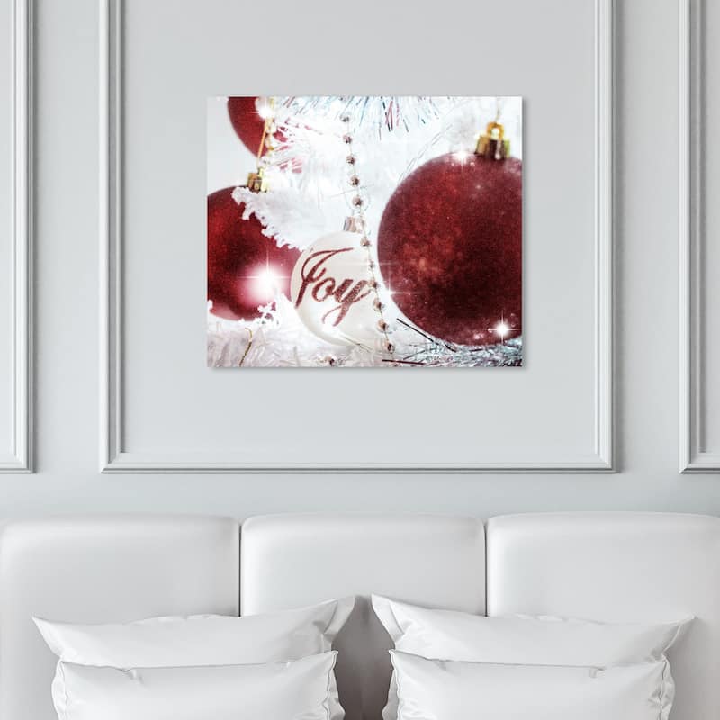 Wynwood Studio Holiday and Seasonal Wall Art Canvas Prints 'Christmas Ornaments' Christmas Home Décor - Red, White - 20 x 16