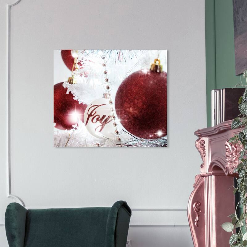 Wynwood Studio Holiday and Seasonal Wall Art Canvas Prints 'Christmas Ornaments' Christmas Home Décor - Red, White - 36 x 30