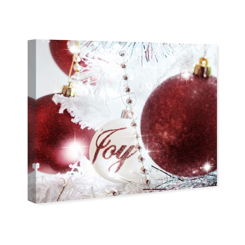 Wynwood Studio Holiday and Seasonal Wall Art Canvas Prints 'Christmas Ornaments' Christmas Home Décor - Red, White