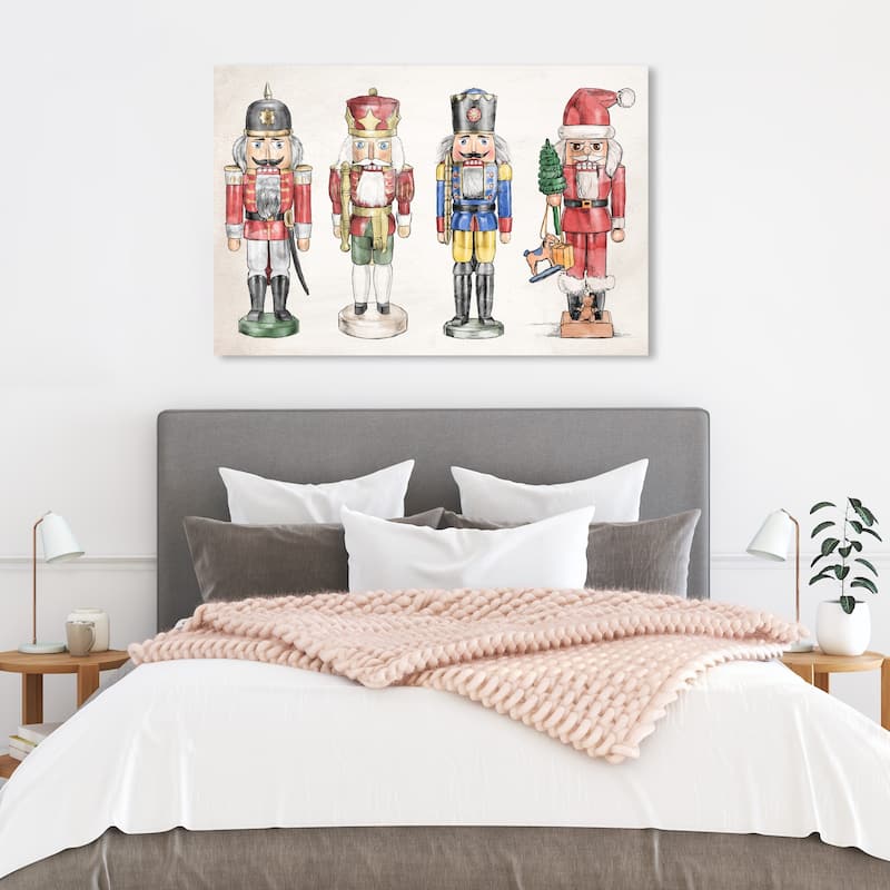 Wynwood Studio Holiday and Seasonal Wall Art Canvas Prints 'Nutcrackers' Christmas Home Décor - Red, Green - 36 x 24