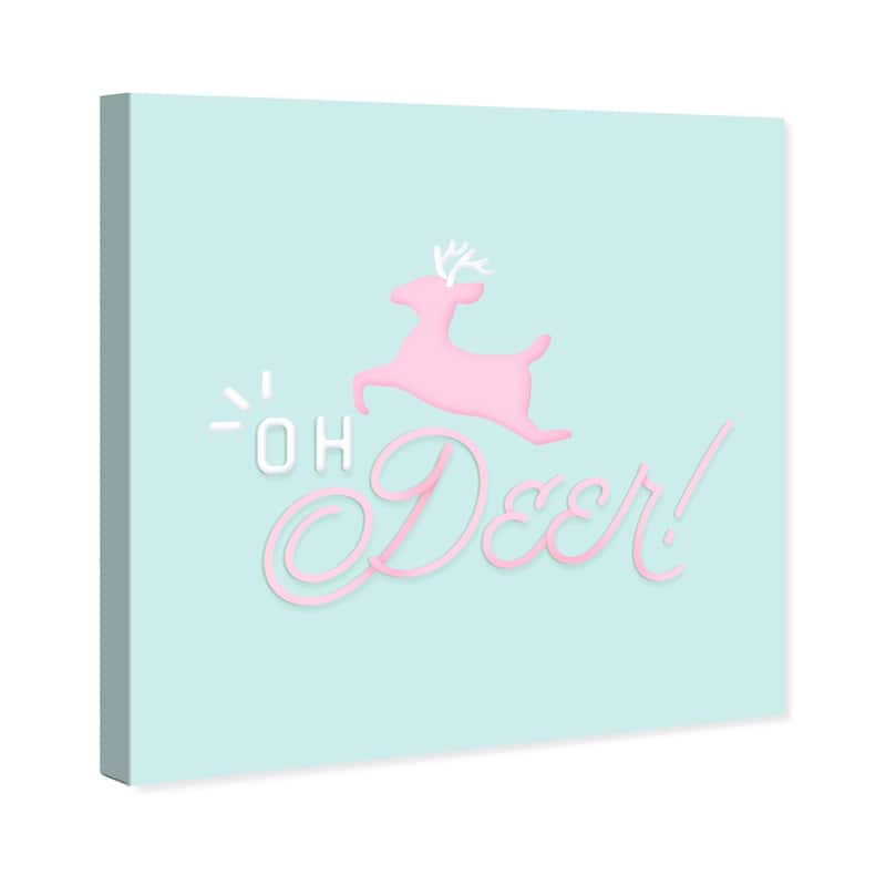 Wynwood Studio Holiday and Seasonal Wall Art Canvas Prints 'Oh Deer Pastel' Christmas Home Décor - Pink, Teal