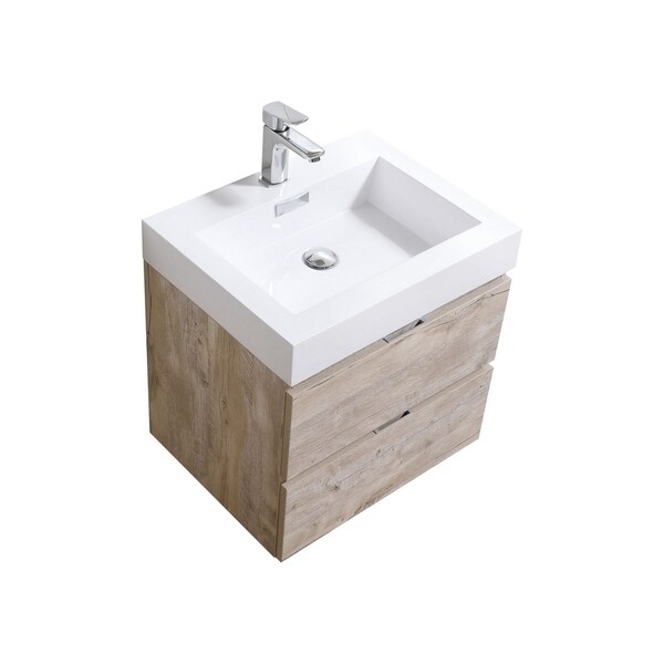 Bliss 24" Nature Wood Wall Mount Modern Bathroom Vanity