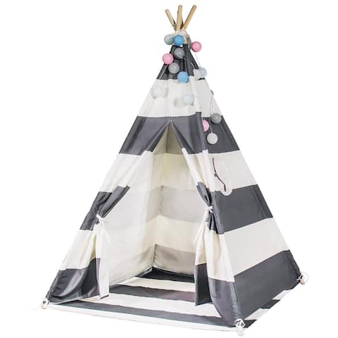 Teepee Tent for Kids with Carry Case,Cavas Toys for Girls/Boys Girls - 1pc