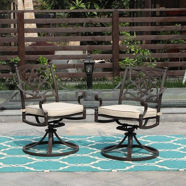 Shop Phi Villa Cast Aluminum Retro Outdoor Patio Swivel Dining