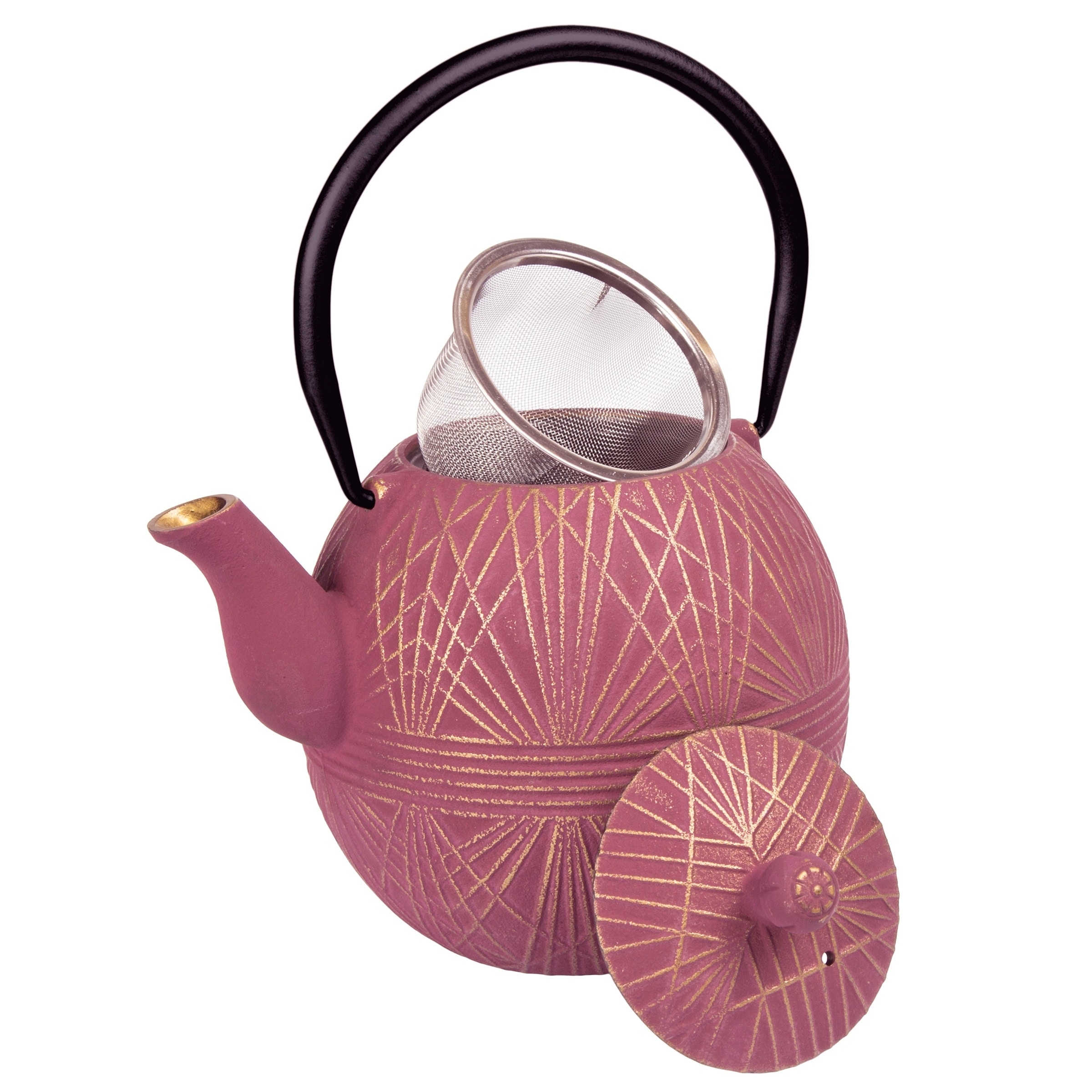 Creative Home 29 oz Cast Iron Tea Pot, Silver and Pink Color - Bed Bath &  Beyond - 30263416