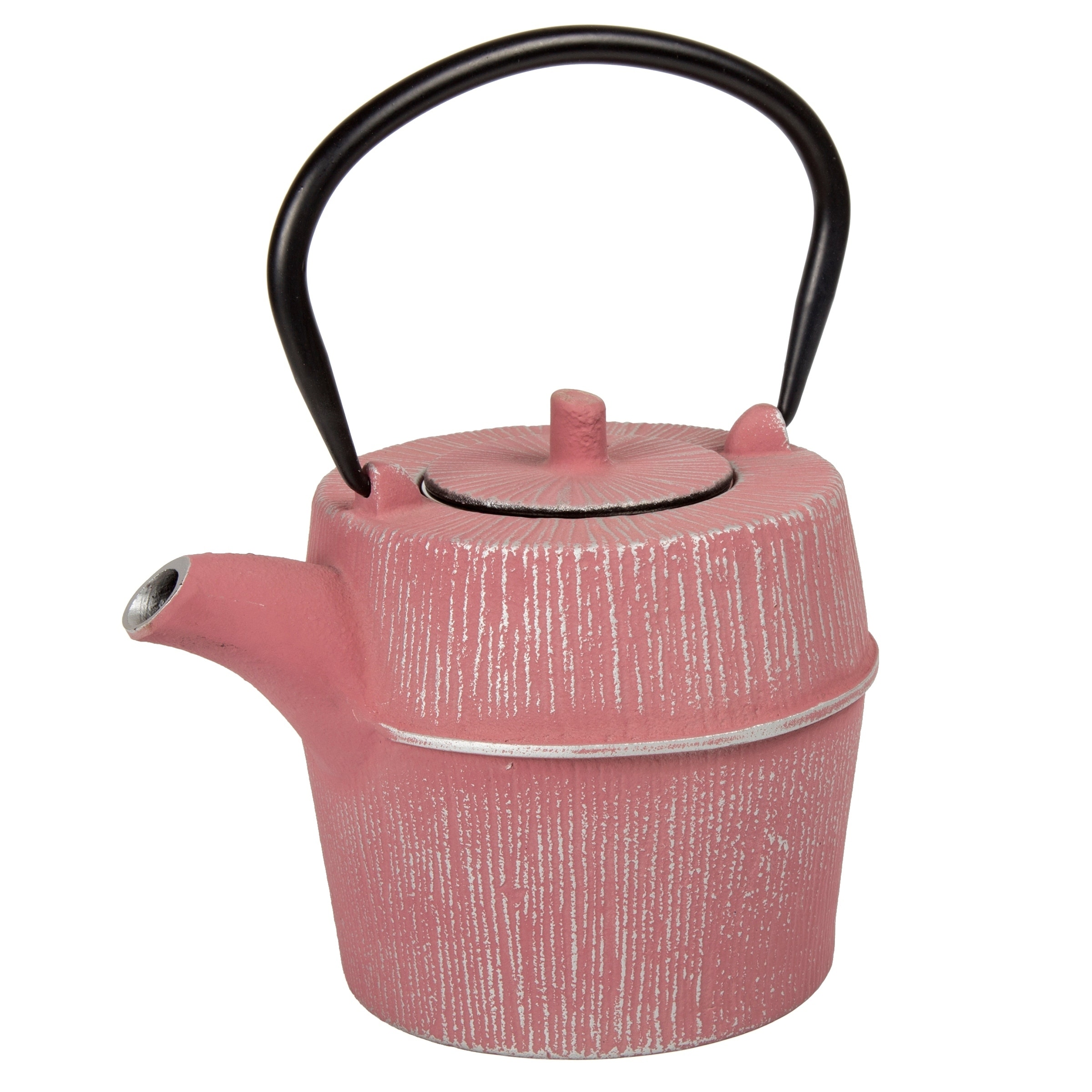 Creative Home 73520 29 oz Cast Iron Tea Pot, Silver and Pink Color