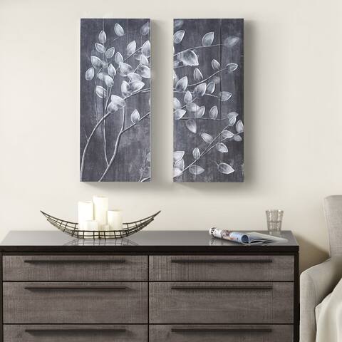 Madison Park Grey Branches Reclaimed Grey Print on Wood with 50-percent Handpaint 2 Piece Set