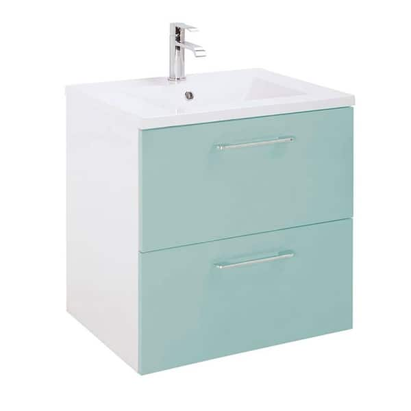 Shop 24 Happy Modern Bathroom Vanity Green 24 X 24 X 18 Inch Vanity Ceramic Top And Mirror 2 Drawers On Sale Overstock 30264031