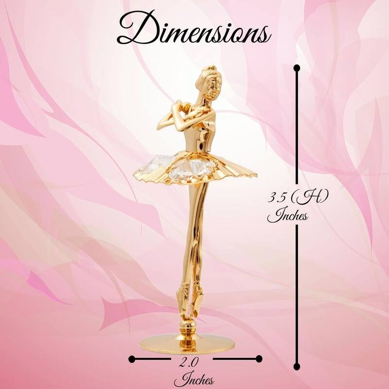 Matashi Home Decorative Showpiece 24K Gold Plated Crystal Studded Ballerina with Arm Up Figurine