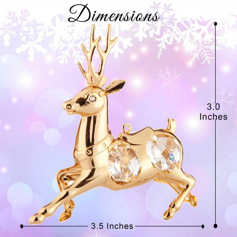 Matashi Home Decorative Showpiece 24K Gold Plated Crystal Studded Reindeer Ornament