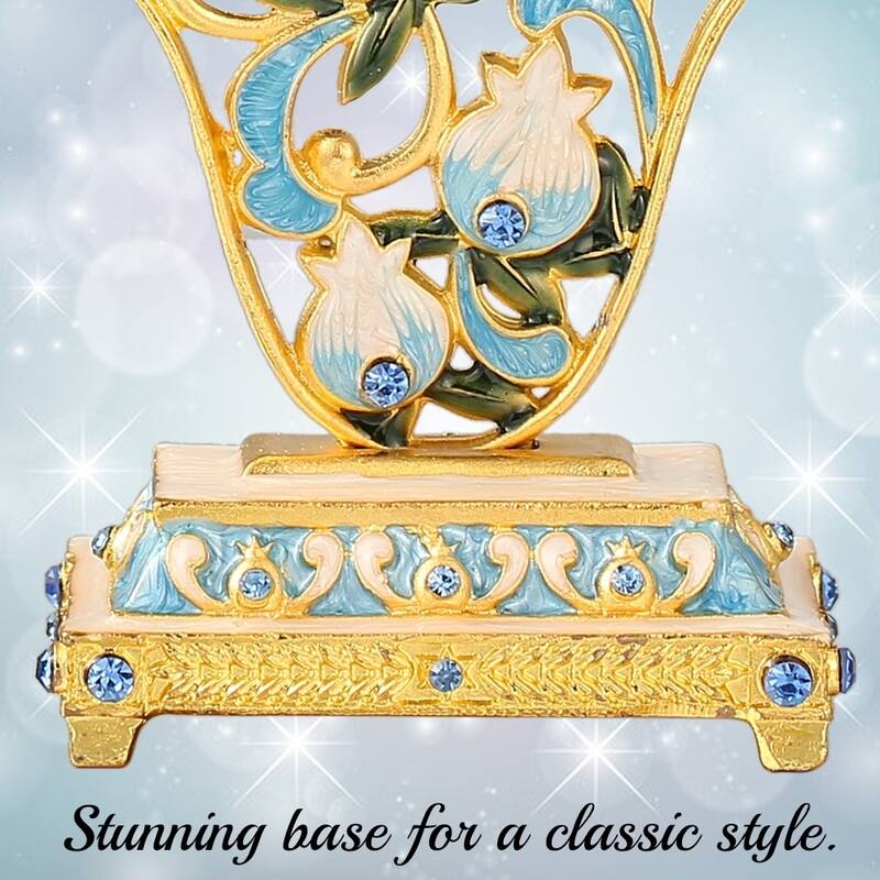 Matashi (2-Piece Set) Home Decorative Shabbat Candlestick Hand-Painted, Gold Plated Pewter, Hamsa Adorned with Star of David